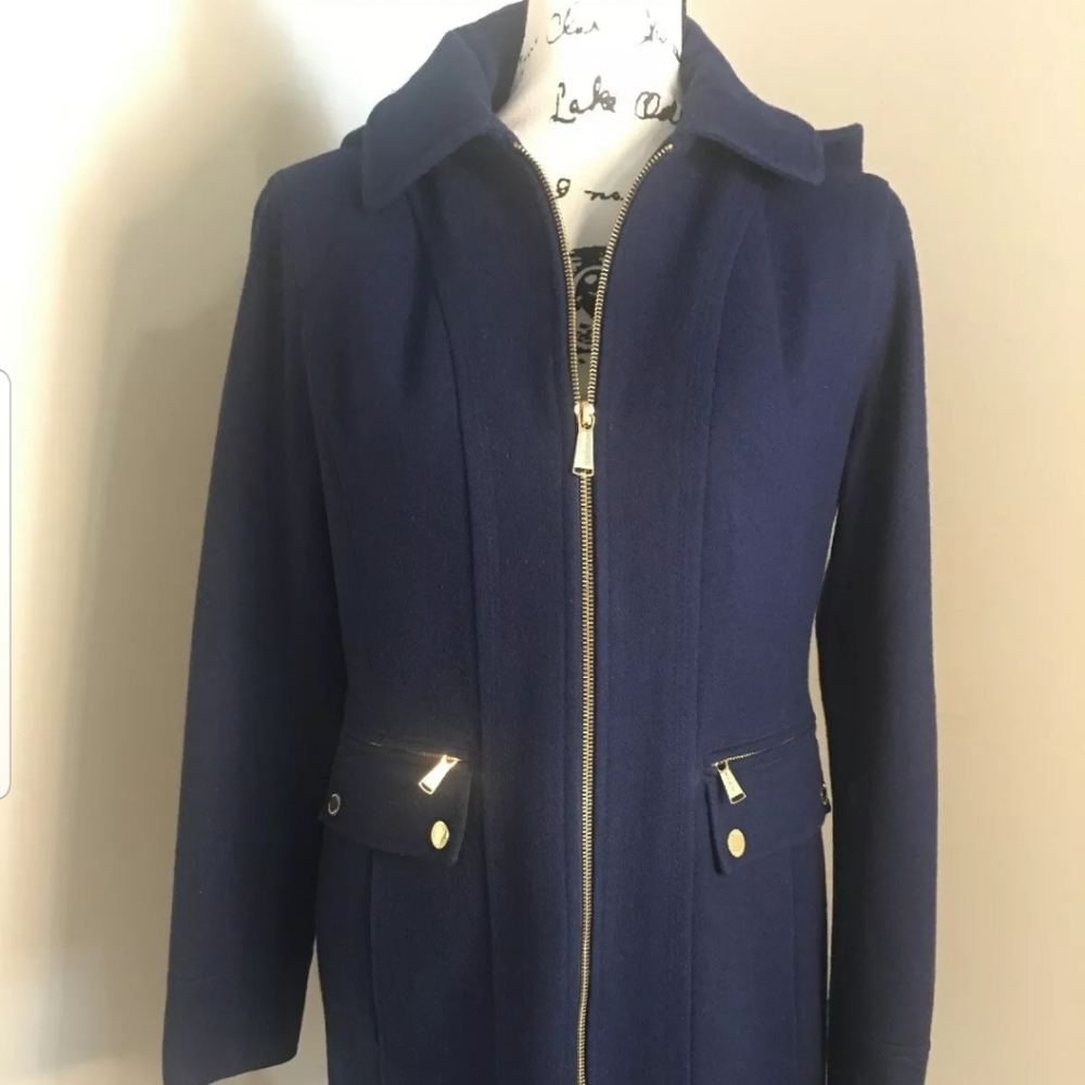 Michael Kors Women's Royal Blue Wool Blend Coat